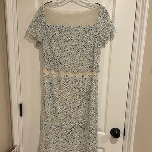 TORY BURCH Elegant Blue and White Lace Dress